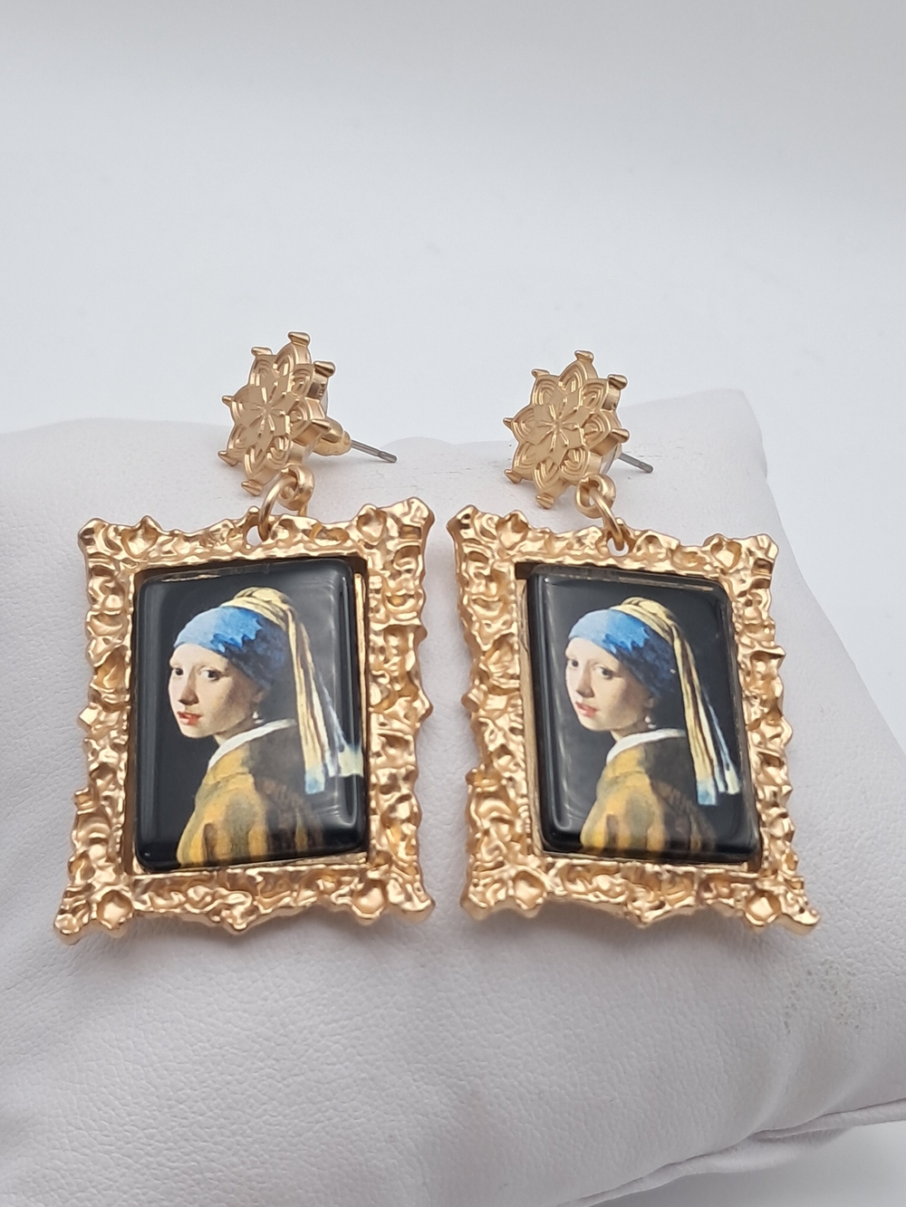 Miniature 'Girl with a Pearl Earring' by Johannes Vermeer Framed Drop Earrings